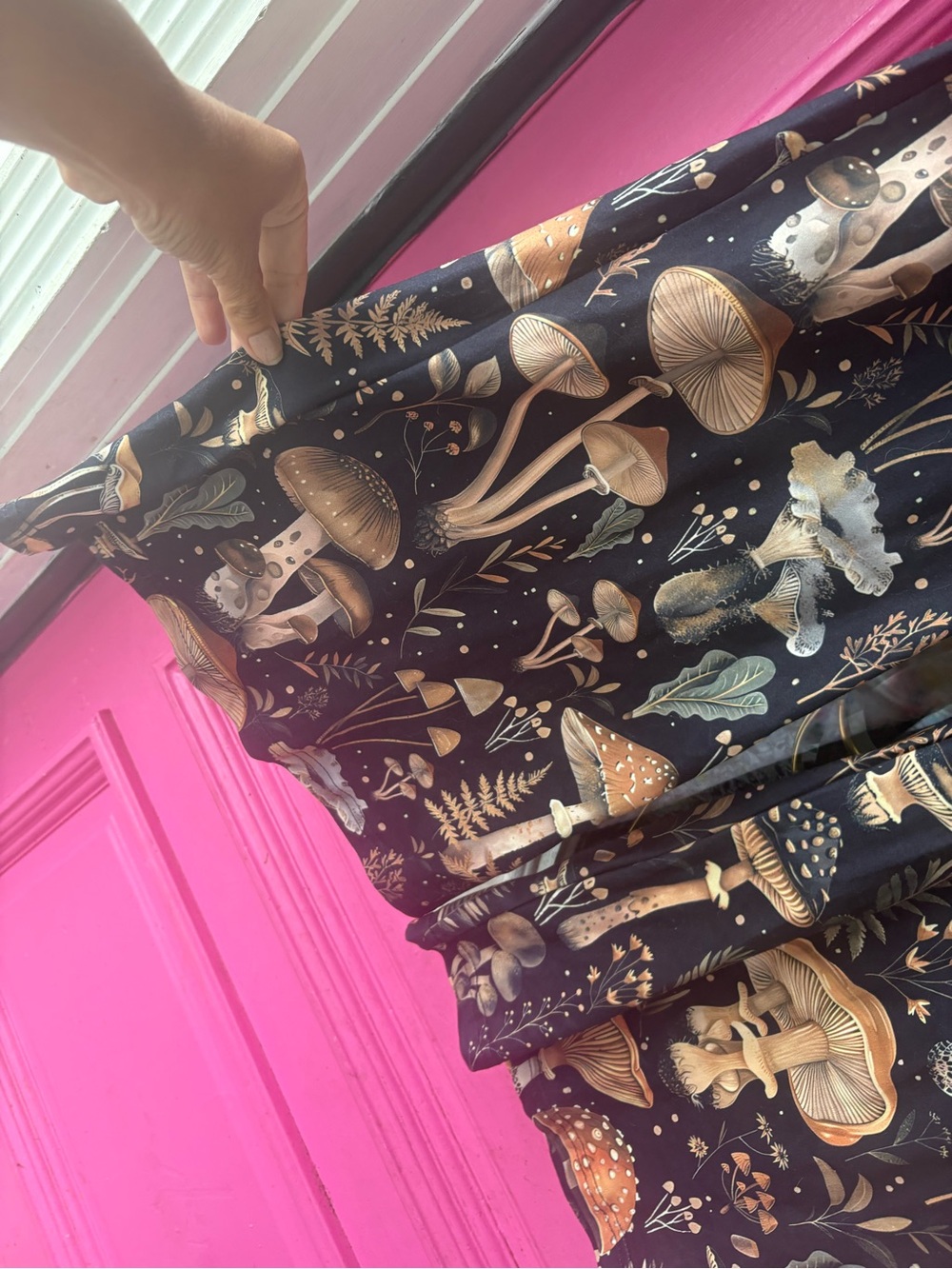 ROMWE Black Flared Pants with Brown Mushroom Print - Picture 5 of 9